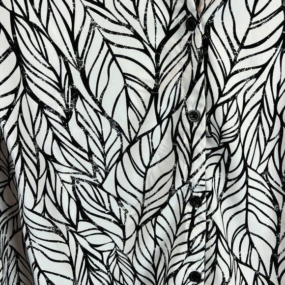 CATHERINES Petite black white stretch button down blouse shirt top 1XWP 18/20WP - Picture 3 of 5